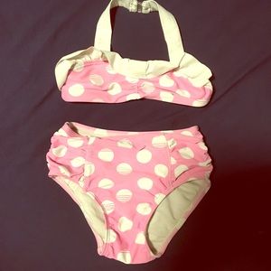 3T Girls Polka Dot Bikini High Waisted Retro Pink